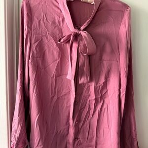 ModCloth Lavender Tie-Neck Blouse